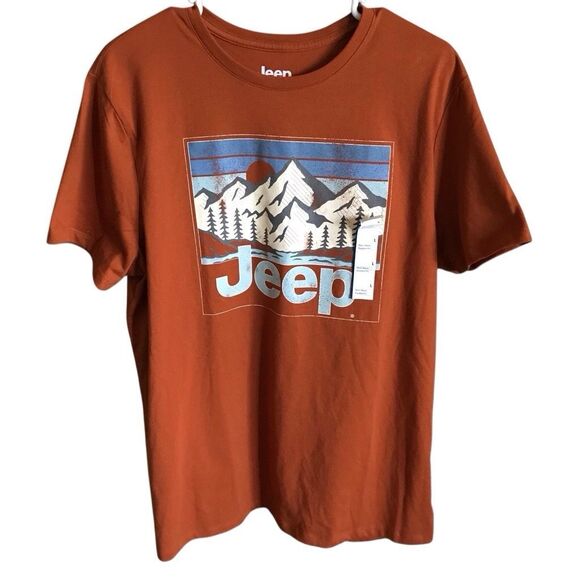 Jeep Mens Sz Large brown Short sleeve T-Shirt NWT fishing hiking - Picture 1 of 5